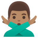 Google (Android 12L)  🙅🏽‍♂️  Man Gesturing NO: Medium Skin Tone Emoji