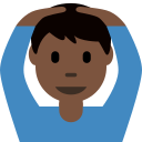 Twitter (Twemoji 14.0)  🙆🏿‍♂️  Man Gesturing OK: Dark Skin Tone Emoji