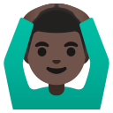 Google (Android 12L)  🙆🏿‍♂️  Man Gesturing OK: Dark Skin Tone Emoji