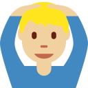 Twitter (Twemoji 14.0)  🙆🏼‍♂️  Man Gesturing OK: Medium-light Skin Tone Emoji