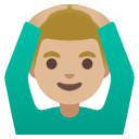 Google (Android 12L)  🙆🏼‍♂️  Man Gesturing OK: Medium-light Skin Tone Emoji