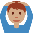 Twitter (Twemoji 14.0)  🙆🏽‍♂️  Man Gesturing OK: Medium Skin Tone Emoji