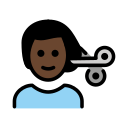 OpenMoji 13.1  💇🏿‍♂️  Man Getting Haircut: Dark Skin Tone Emoji