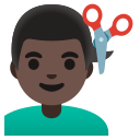 Google (Android 12L)  💇🏿‍♂️  Man Getting Haircut: Dark Skin Tone Emoji