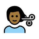 OpenMoji 13.1  💇🏾‍♂️  Man Getting Haircut: Medium-dark Skin Tone Emoji
