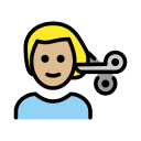 OpenMoji 13.1  💇🏼‍♂️  Man Getting Haircut: Medium-light Skin Tone Emoji