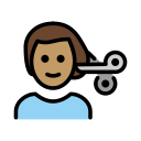 OpenMoji 13.1  💇🏽‍♂️  Man Getting Haircut: Medium Skin Tone Emoji