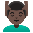 Google (Android 12L)  💆🏿‍♂️  Man Getting Massage: Dark Skin Tone Emoji