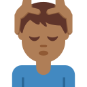 Twitter (Twemoji 14.0)  💆🏾‍♂️  Man Getting Massage: Medium-dark Skin Tone Emoji