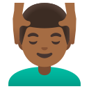 Google (Android 12L)  💆🏾‍♂️  Man Getting Massage: Medium-dark Skin Tone Emoji