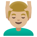 Google (Android 12L)  💆🏼‍♂️  Man Getting Massage: Medium-light Skin Tone Emoji
