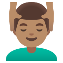 Google (Android 12L)  💆🏽‍♂️  Man Getting Massage: Medium Skin Tone Emoji