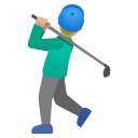 Google (Android 12L)  🏌🏼‍♂️  Man Golfing: Medium-light Skin Tone Emoji