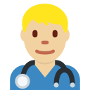 Twitter (Twemoji 14.0)  👨🏼‍⚕️  Man Health Worker: Medium-light Skin Tone Emoji
