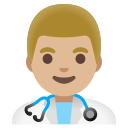 Google (Android 12L)  👨🏼‍⚕️  Man Health Worker: Medium-light Skin Tone Emoji