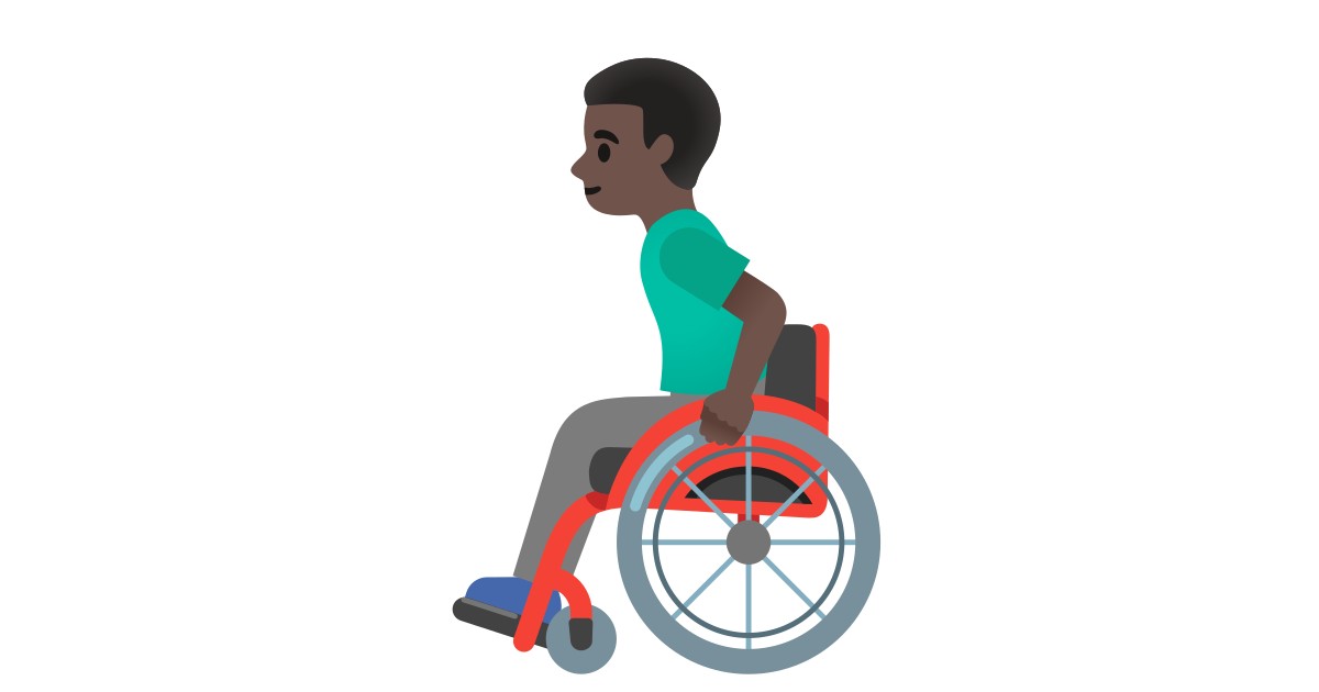 👨🏿‍🦽  Man In Manual Wheelchair: Dark Skin Tone