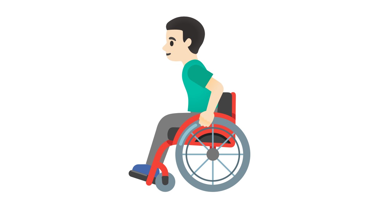 👨🏻‍🦽  Man In Manual Wheelchair: Light Skin Tone