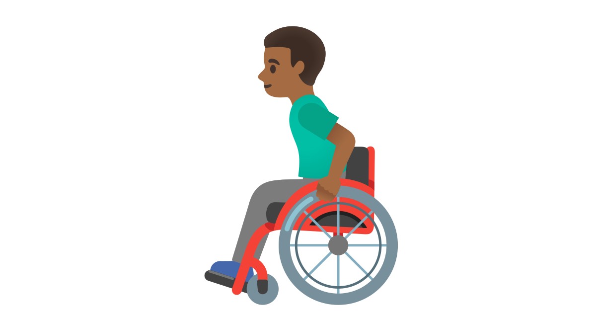 👨🏾‍🦽  Man In Manual Wheelchair: Medium-dark Skin Tone