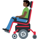 Twitter (Twemoji 14.0)  👨🏿‍🦼  Man In Motorized Wheelchair: Dark Skin Tone Emoji