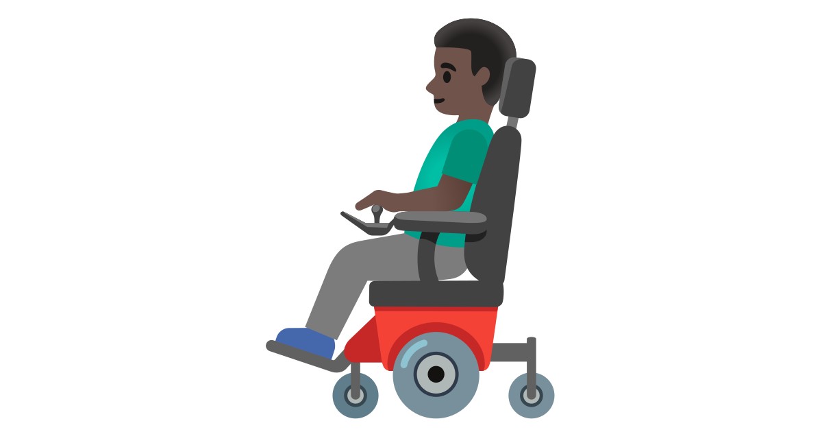 👨🏿‍🦼  Man In Motorized Wheelchair: Dark Skin Tone