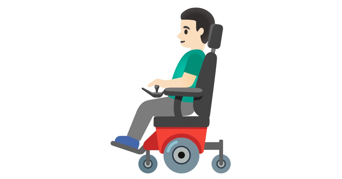 👨🏻‍🦼  Man In Motorized Wheelchair: Light Skin Tone