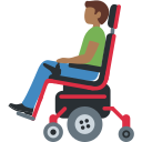 Twitter (Twemoji 14.0)  👨🏾‍🦼  Man In Motorized Wheelchair: Medium-dark Skin Tone Emoji