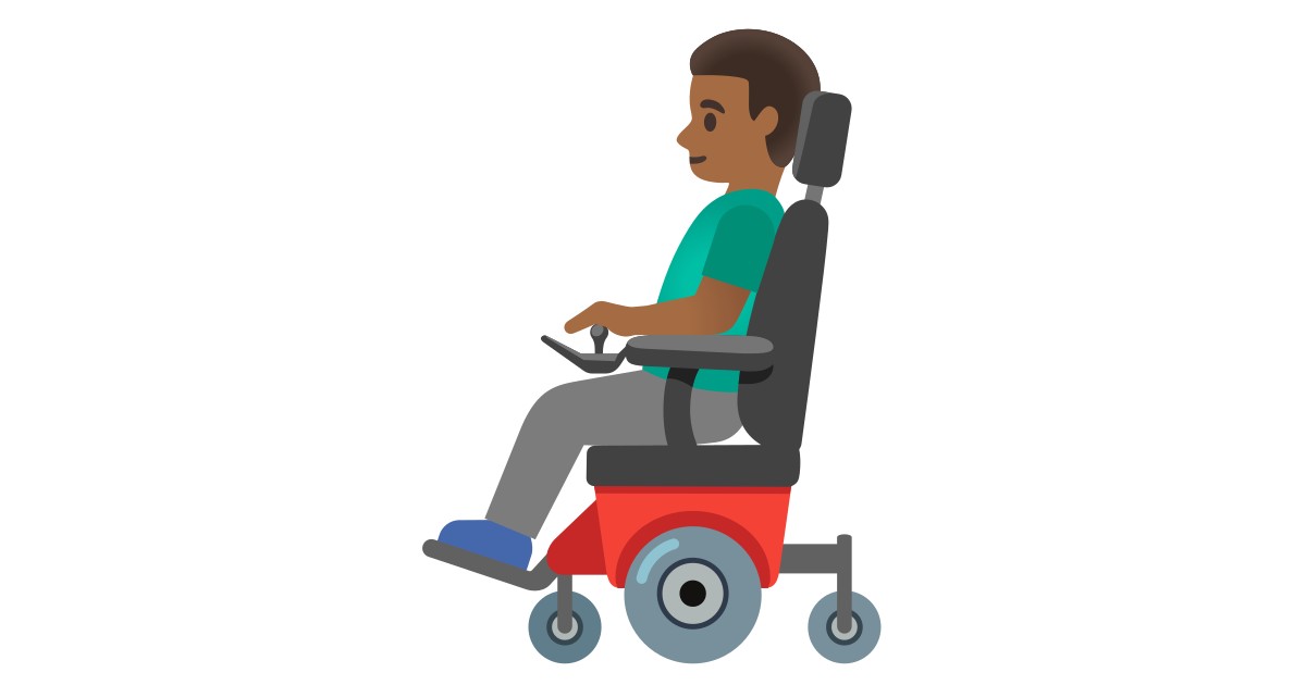 👨🏾‍🦼  Man In Motorized Wheelchair: Medium-dark Skin Tone
