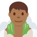 Twitter (Twemoji 14.0)  🧖🏾‍♂️  Man In Steamy Room: Medium-dark Skin Tone Emoji