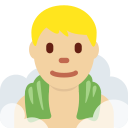 Twitter (Twemoji 14.0)  🧖🏼‍♂️  Man In Steamy Room: Medium-light Skin Tone Emoji