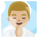 Google (Android 12L)  🧖🏼‍♂️  Man In Steamy Room: Medium-light Skin Tone Emoji