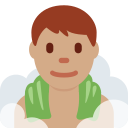 Twitter (Twemoji 14.0)  🧖🏽‍♂️  Man In Steamy Room: Medium Skin Tone Emoji