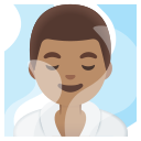 Google (Android 12L)  🧖🏽‍♂️  Man In Steamy Room: Medium Skin Tone Emoji