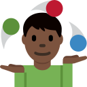 Twitter (Twemoji 14.0)  🤹🏿‍♂️  Man Juggling: Dark Skin Tone Emoji