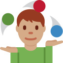 Twitter (Twemoji 14.0)  🤹🏽‍♂️  Man Juggling: Medium Skin Tone Emoji