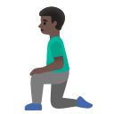 Google (Android 12L)  🧎🏿‍♂️  Man Kneeling: Dark Skin Tone Emoji