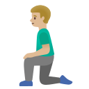 Google (Android 12L)  🧎🏼‍♂️  Man Kneeling: Medium-light Skin Tone Emoji