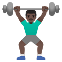 Google (Android 12L)  🏋🏿‍♂️  Man Lifting Weights: Dark Skin Tone Emoji
