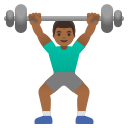 Google (Android 12L)  🏋🏾‍♂️  Man Lifting Weights: Medium-dark Skin Tone Emoji