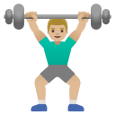 Google (Android 12L)  🏋🏼‍♂️  Man Lifting Weights: Medium-light Skin Tone Emoji