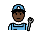 OpenMoji 13.1  👨🏿‍🔧  Man Mechanic: Dark Skin Tone Emoji