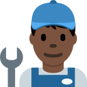 Twitter (Twemoji 14.0)  👨🏿‍🔧  Man Mechanic: Dark Skin Tone Emoji