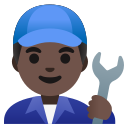 Google (Android 12L)  👨🏿‍🔧  Man Mechanic: Dark Skin Tone Emoji