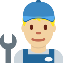 Twitter (Twemoji 14.0)  👨🏼‍🔧  Man Mechanic: Medium-light Skin Tone Emoji