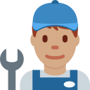 Twitter (Twemoji 14.0)  👨🏽‍🔧  Man Mechanic: Medium Skin Tone Emoji