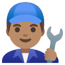 Google (Android 12L)  👨🏽‍🔧  Man Mechanic: Medium Skin Tone Emoji