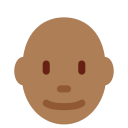Twitter (Twemoji 14.0)  👨🏾‍🦲  Man: Medium-dark Skin Tone, Bald Emoji