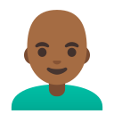 Google (Android 12L)  👨🏾‍🦲  Man: Medium-dark Skin Tone, Bald Emoji