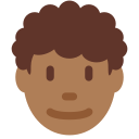 Twitter (Twemoji 14.0)  👨🏾‍🦱  Man: Medium-dark Skin Tone, Curly Hair Emoji