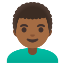 Google (Android 12L)  👨🏾‍🦱  Man: Medium-dark Skin Tone, Curly Hair Emoji