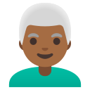 Google (Android 12L)  👨🏾‍🦳  Man: Medium-dark Skin Tone, White Hair Emoji